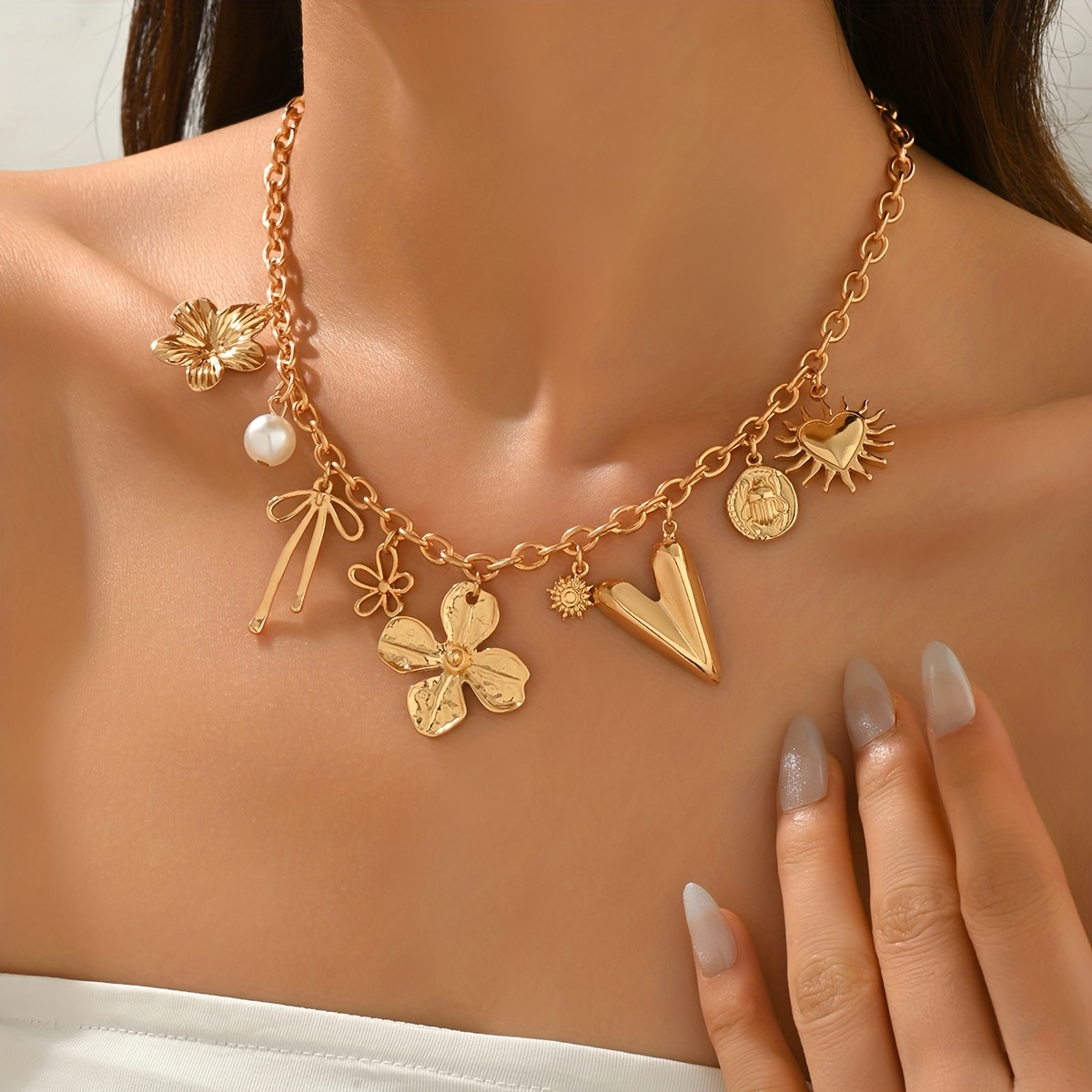 Women's Creative Multi-Pendant Statement Choker Necklace